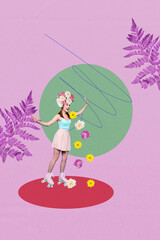 Composite artwork sketch image photo collage of surreal outdoors spring season nature woman day...