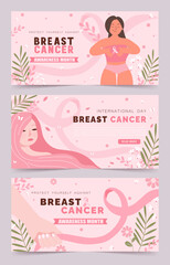 Collection of breast cancer awareness designs. Vector illustrations.