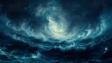 Fototapeta premium Dramatic Ocean Waves Under Stormy Sky Wallpaper