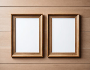 Fototapeta premium Mock up wooden frames on a wooden background floor 