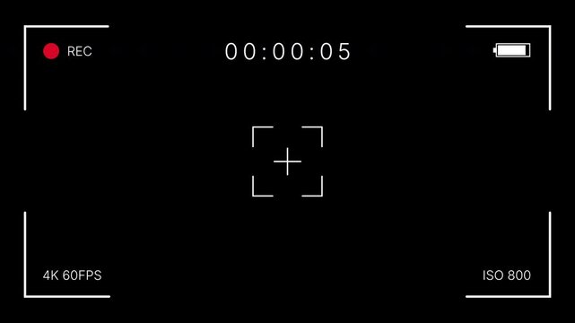 Camera recording screen overlay. Dslr camera frame viewfinder, screen of video recorder digital display 