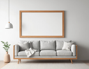 Mockup frame in living room interior, minimal interior, natural light