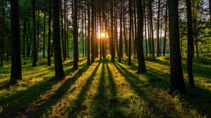 Fototapeta premium Sunbeams Through the Forest