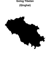Golog Tibetan blank outline map