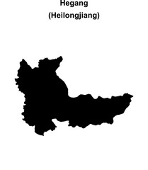 Obraz premium Hegang blank outline map