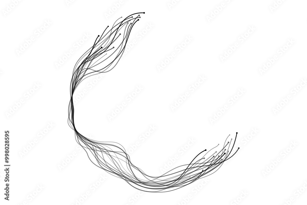 Aufkleber abstract circle round frame by lines wavy flowing black gradient isolated on transparent background.