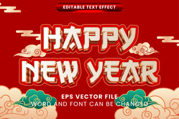 Happy new year 2025 on traditional chinese ornament editable vector text effect