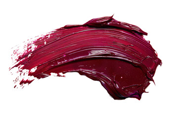 Vibrant burgundy paint stroke on white isolated background.