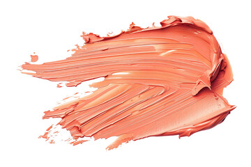 Creamy pink paint smear on white isolated background.