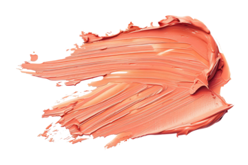 Creamy pink paint smear on white isolated background.