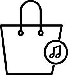 Music shopping bag icon. Music store sign. Shopping bag vector icon. Replaceable vector design.