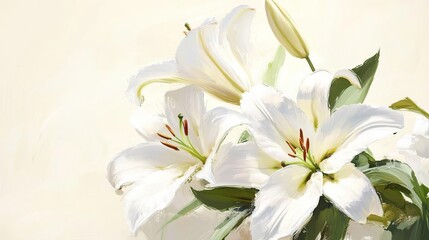 Obraz premium A serene arrangement of white lilies, showcasing their elegance and beauty.