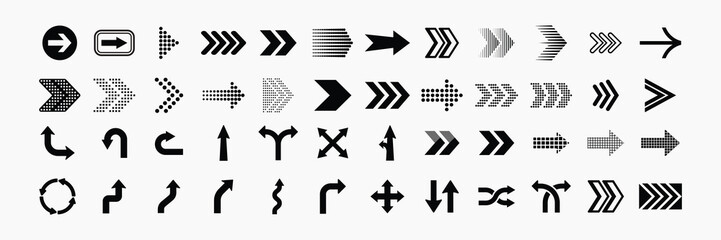 Diverse black arrow icon collection vector. Black arrow icon set vector. Set black arrow icon in various designs. Various black arrow icon vector collection.