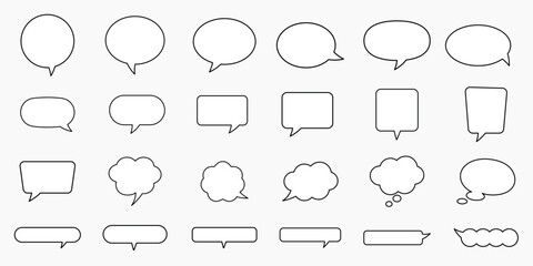 Fototapeta premium Collection of blank speech bubble shapes in various styles. Set of speech bubbles graphic design. illustration of black speech bubble collection. Set of speech bubble in various shapes