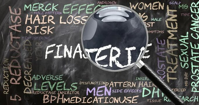 Finasteride being studied, examined - under close inspection. Most important subjects and ideas closely related to finasteride. Can be looped