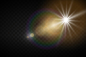 Obraz premium Sun glare, special flash effect. Light explosion and stars.Vector illustration.