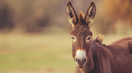 Fototapeta premium Beautiful Wallpaper with a Donkey Design, Ideal Farm Animal Poster or Graphic Resource for Creative Project, Ai Generative