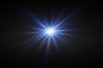 Fototapeta premium Light effect of star and light rays. On transparent background.