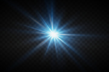 
Light effect of star and light rays. On transparent background.