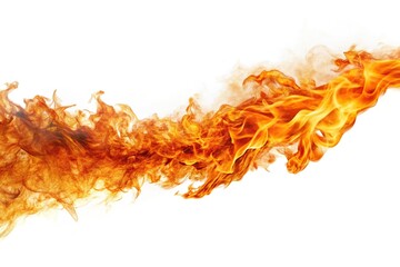 flames streaking to the right isolated on white background