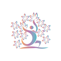 fitness gymnastics logo illustration nature leaf plant vector design