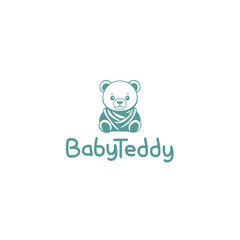 Baby Teddy Logo Design Template Vector EPS. Adorable baby teddy bear wearing clothes.