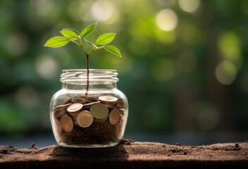 bottle glass save money gold coin wealth grow assets eco yield