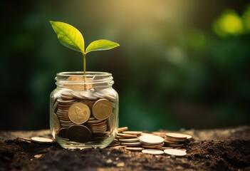 bottle glass save money gold coin wealth grow assets eco banking