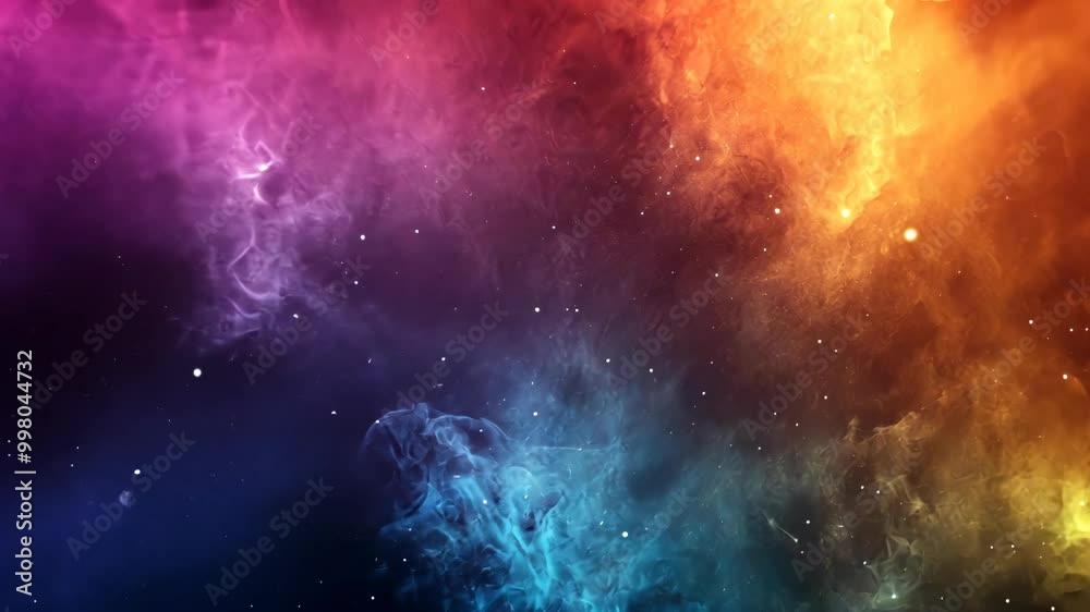 Wall mural a vibrant nebula explodes with color against a dark starry sky