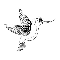 Doodle cute character illustration hummingbird sticker outline