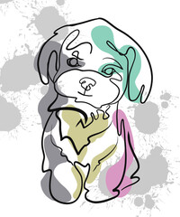 Continuous One Line Drawing Created Without Lifting The Pen, Dog