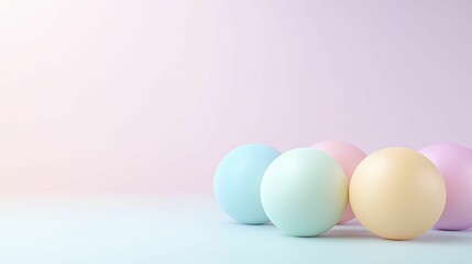 Three Fresh Eggs Arranged on a Soft Pastel Background, Showcasing Natural Textures and Subtle Color Harmony for Culinary or Still Life Photography