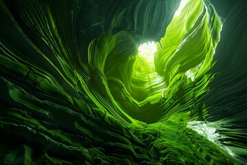 green stone cave with amazing shapes