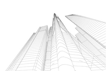 Buildings in the city skyscrapers sketch 3d rendering