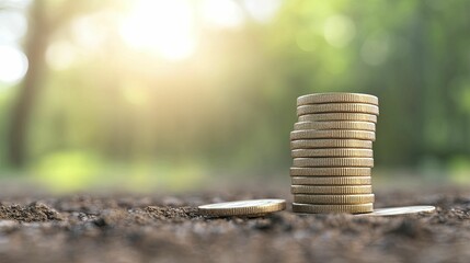 Close-Up of Stacked Coins Showing Detailed Texture and Shine, Symbolizing Wealth, Investment, and Financial Growth in a Minimalist Setting