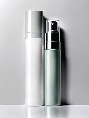 Elegant Cosmetic Bottles on Minimalist Background