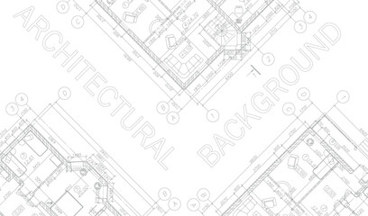 Architectural background. Vector blueprint. Detailed floor plans suburban house.