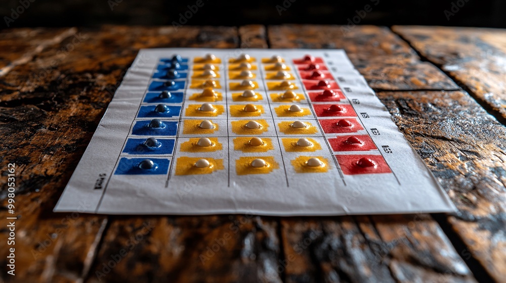 Poster A close-up of a ballot paper with options for different candidates symbolizing the power of choice and the responsibility of voters Large space for text in center Stock Photo with copy space