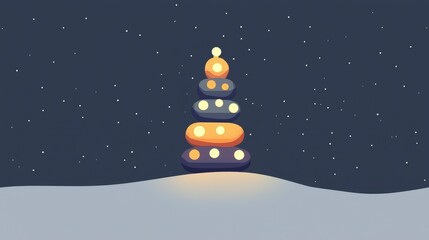 Fototapeta premium Minimalist Christmas Tree in the Night