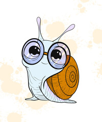Illustration Of  a Snail Wearing Cute Glasses