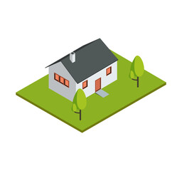 House Building Isometric Illustrations for Real Estate Marketing