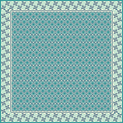 Obraz premium Hijab scarf flower abstract pattern.Ethnic geometric ornament with frame motif border hijab pattern.Design for fabric,print,scarves,shawl,kerchief,bandana,clothing,pareo,pillows,tablecloth,decoration.