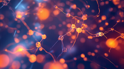 Microscopic view of glowing particles decaying into smaller fragments, symbolizing particle decay in a physics lab setting with scientific instruments and equipment in the background.