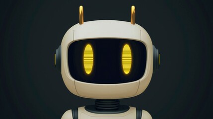 Naklejka premium Friendly Robot with Yellow Eyes