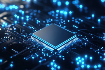 3d illustration Technology Smart motherboard chip creative map
