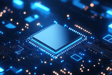 3d illustration Technology Smart motherboard chip creative map