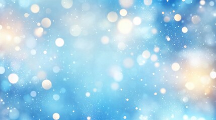 A serene holiday abstract light blue background with gentle bokeh lights and soft glowing effects, ideal for festive designs