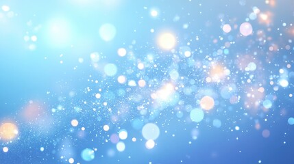 Beautiful holiday abstract light blue background with delicate snowflakes and shimmering lights, perfect for winter celebrations