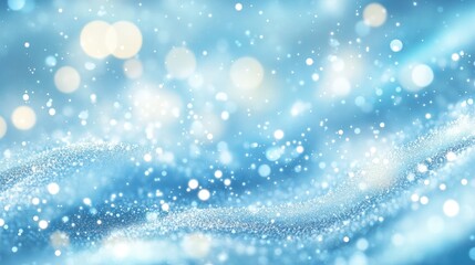Fototapeta premium Beautiful holiday abstract light blue background with frosty patterns and sparkling lights, creating a peaceful and elegant design