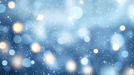 Obraz premium Light blue holiday-themed abstract background with soft glowing orbs and shimmering sparkles, ideal for a serene festive atmosphere